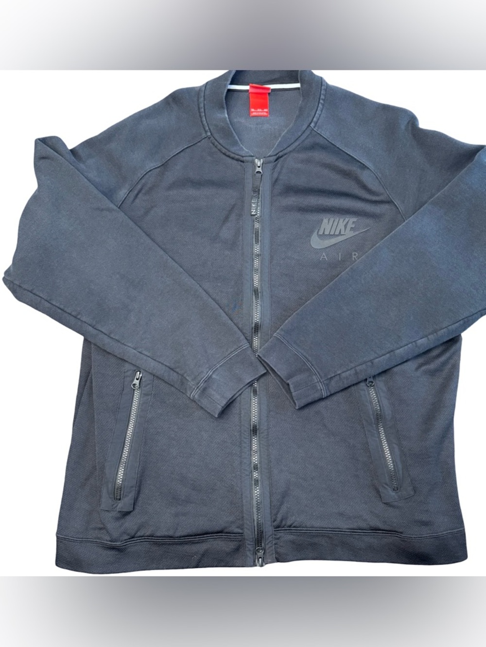 Vintage Nike Air Black Fleece Varsity Bomber Jacket Mens 3XL Zip Up Rare